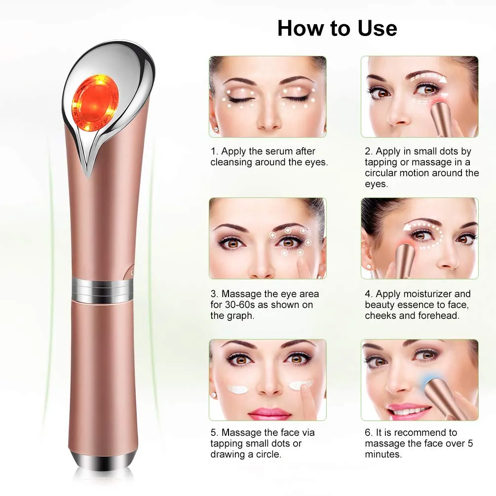 Eye massager wand sonic vibration for dark circles