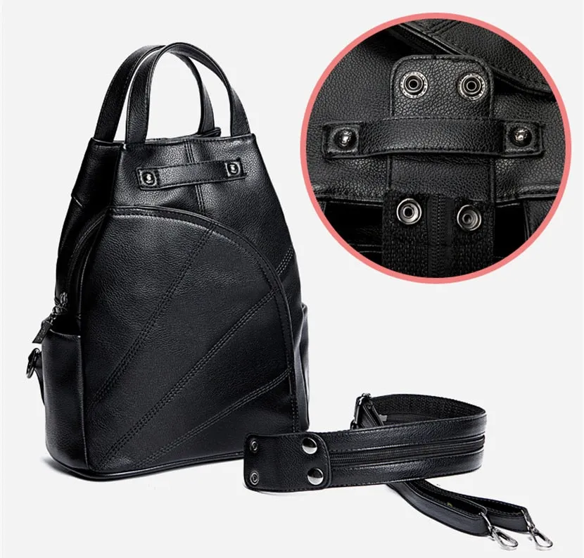 Fashion Backpack Female Leather Backpack  Luxury Travel Bag Large Capacity