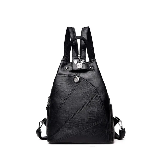 Fashion Backpack Female Leather Backpack  Luxury Travel Bag Large Capacity