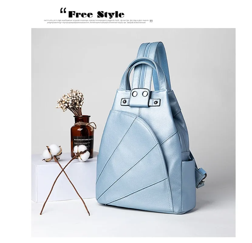 Fashion Backpack Female Leather Backpack  Luxury Travel Bag Large Capacity