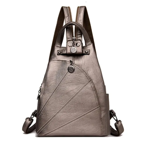 Fashion Backpack Female Leather Backpack  Luxury Travel Bag Large Capacity