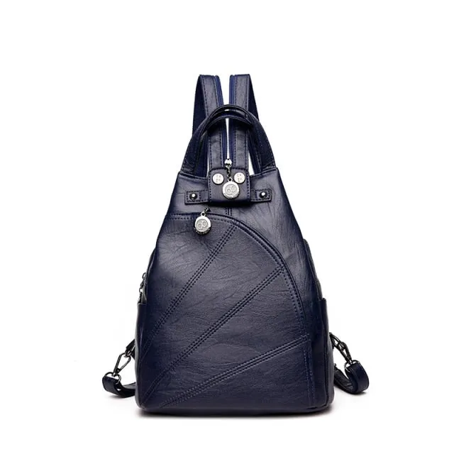 Fashion Backpack Female Leather Backpack  Luxury Travel Bag Large Capacity