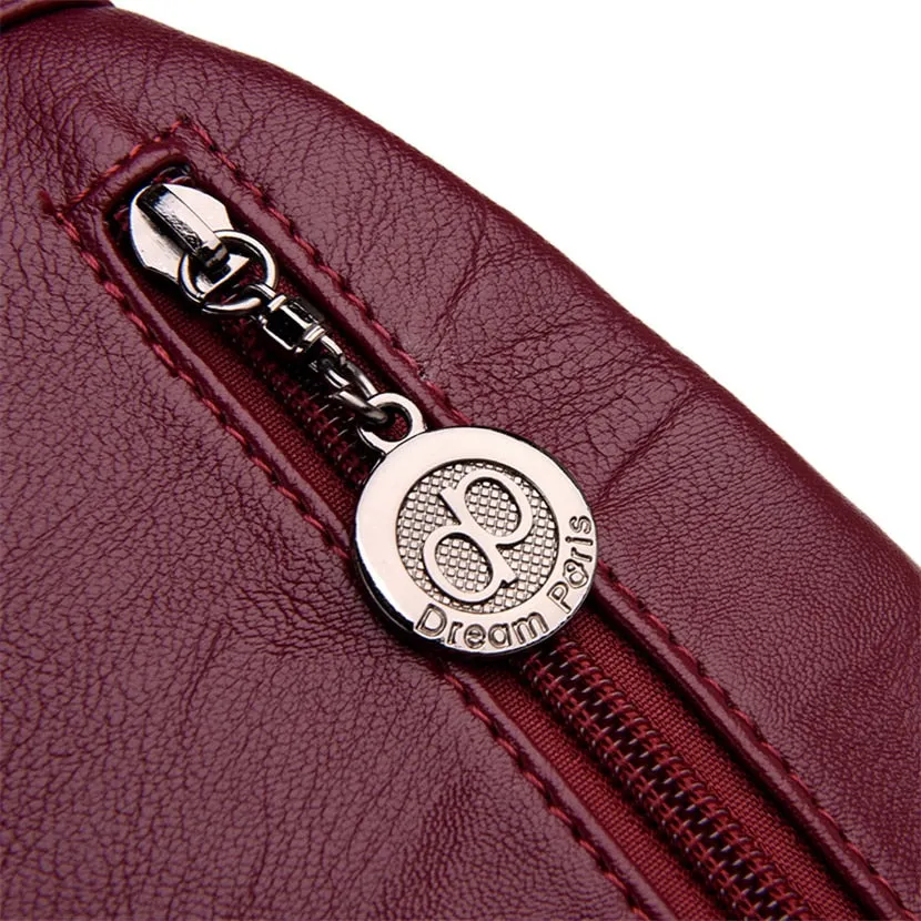 Fashion Backpack Female Leather Backpack  Luxury Travel Bag Large Capacity
