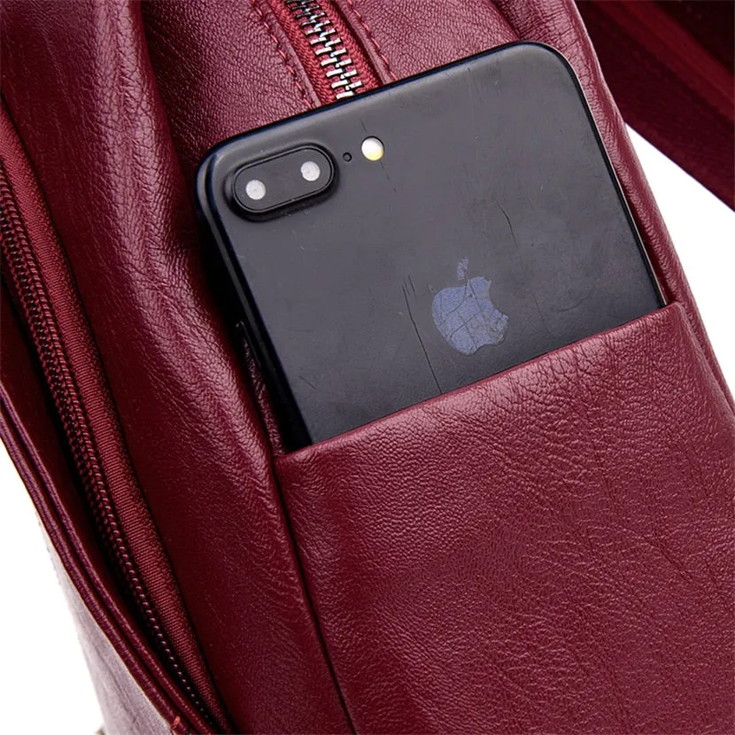 Fashion Backpack Female Leather Backpack  Luxury Travel Bag Large Capacity