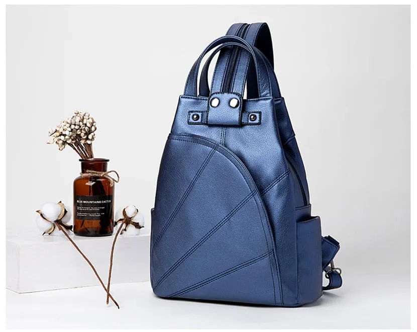 Fashion Backpack Female Leather Backpack  Luxury Travel Bag Large Capacity