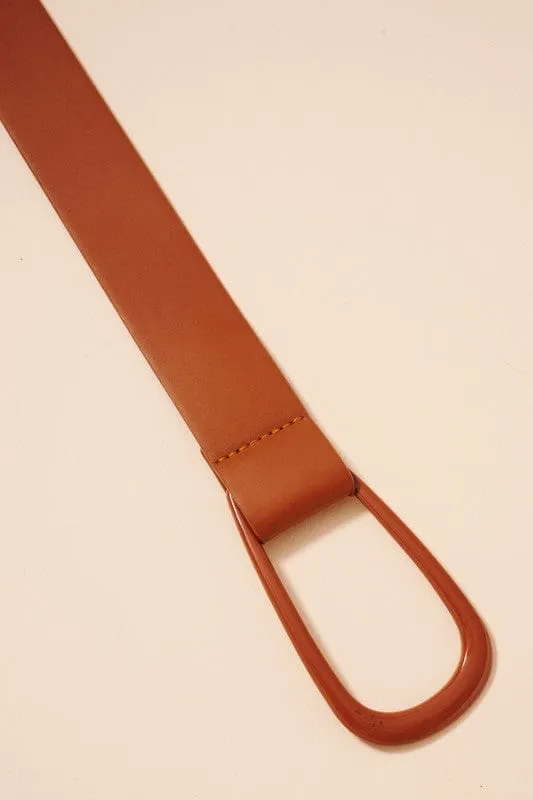 Faux Leather Oval Belt-Camel