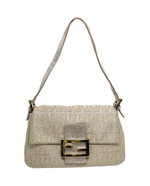 Fendi Beige Shimmer Mini Baguette