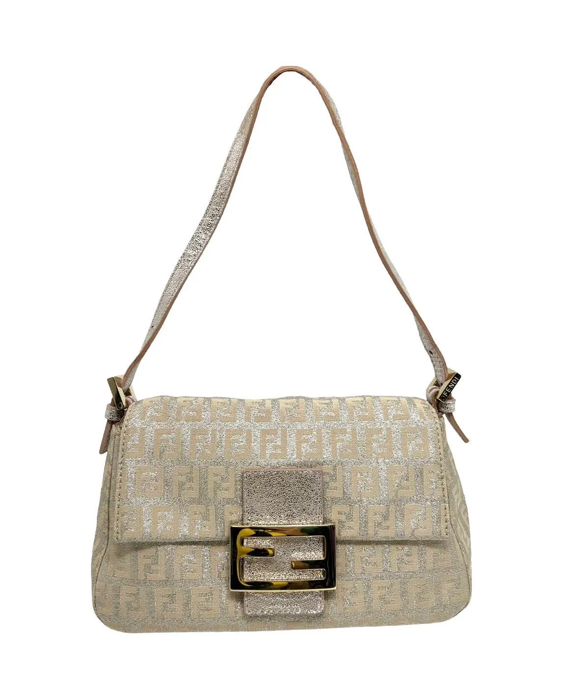 Fendi Beige Shimmer Mini Baguette