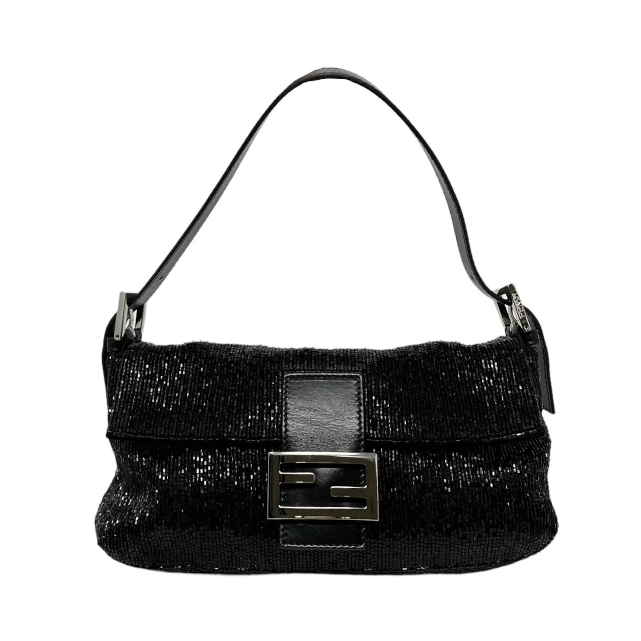 Fendi Black Beaded Baguette