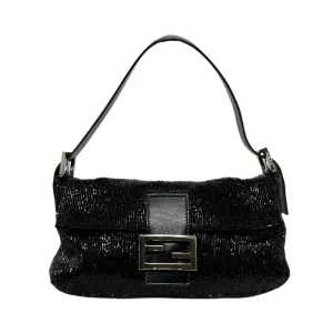 Fendi Black Beaded Baguette