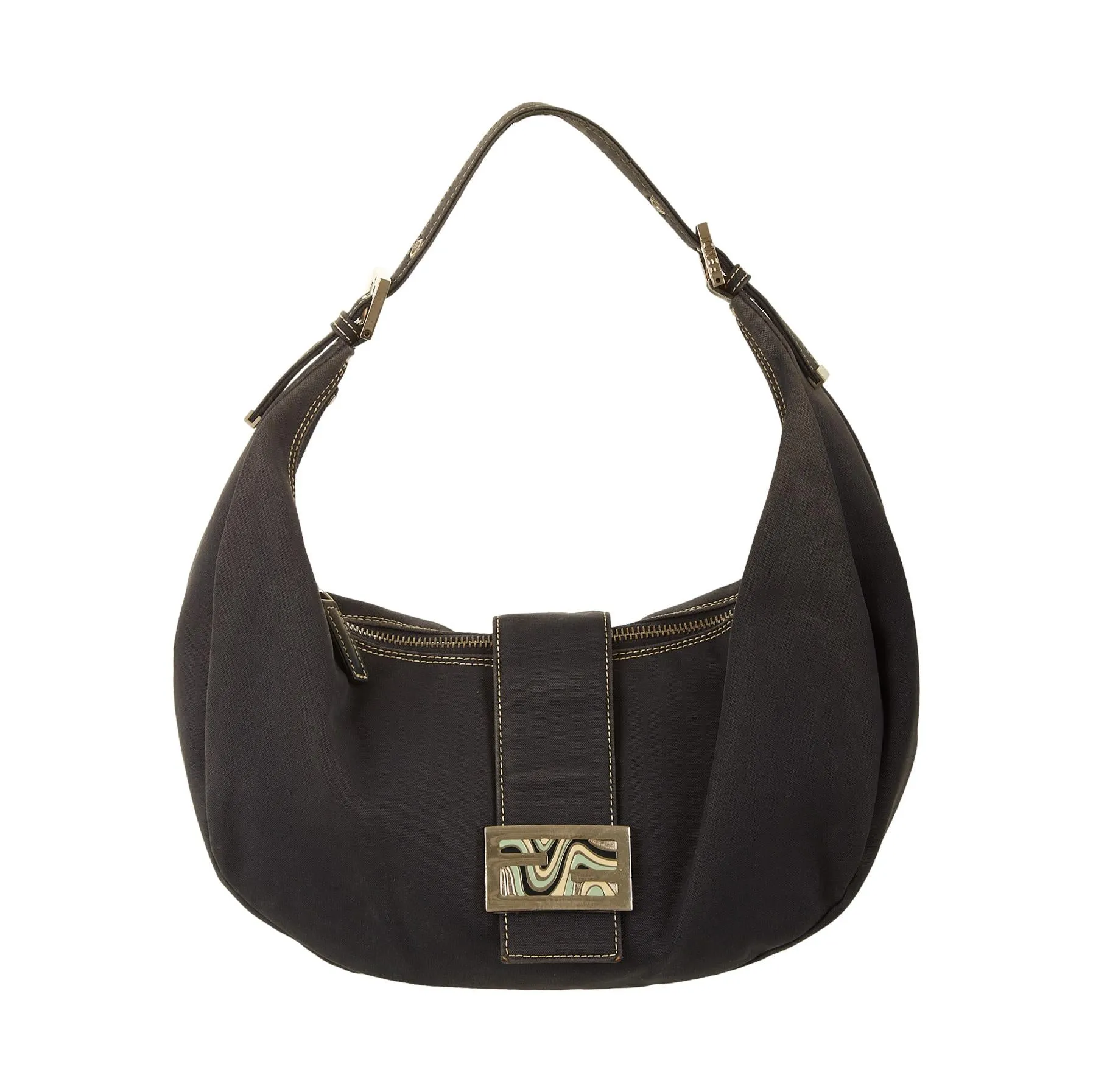 Fendi Navy Logo Shoulder Bag