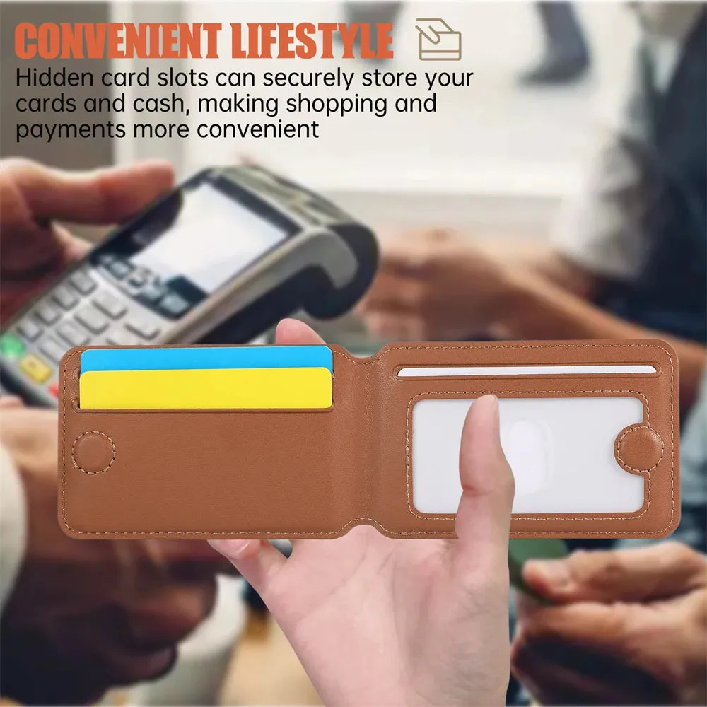 Folding Leather MagSafe® Wallet for Apple iPhone & Samsung Phone