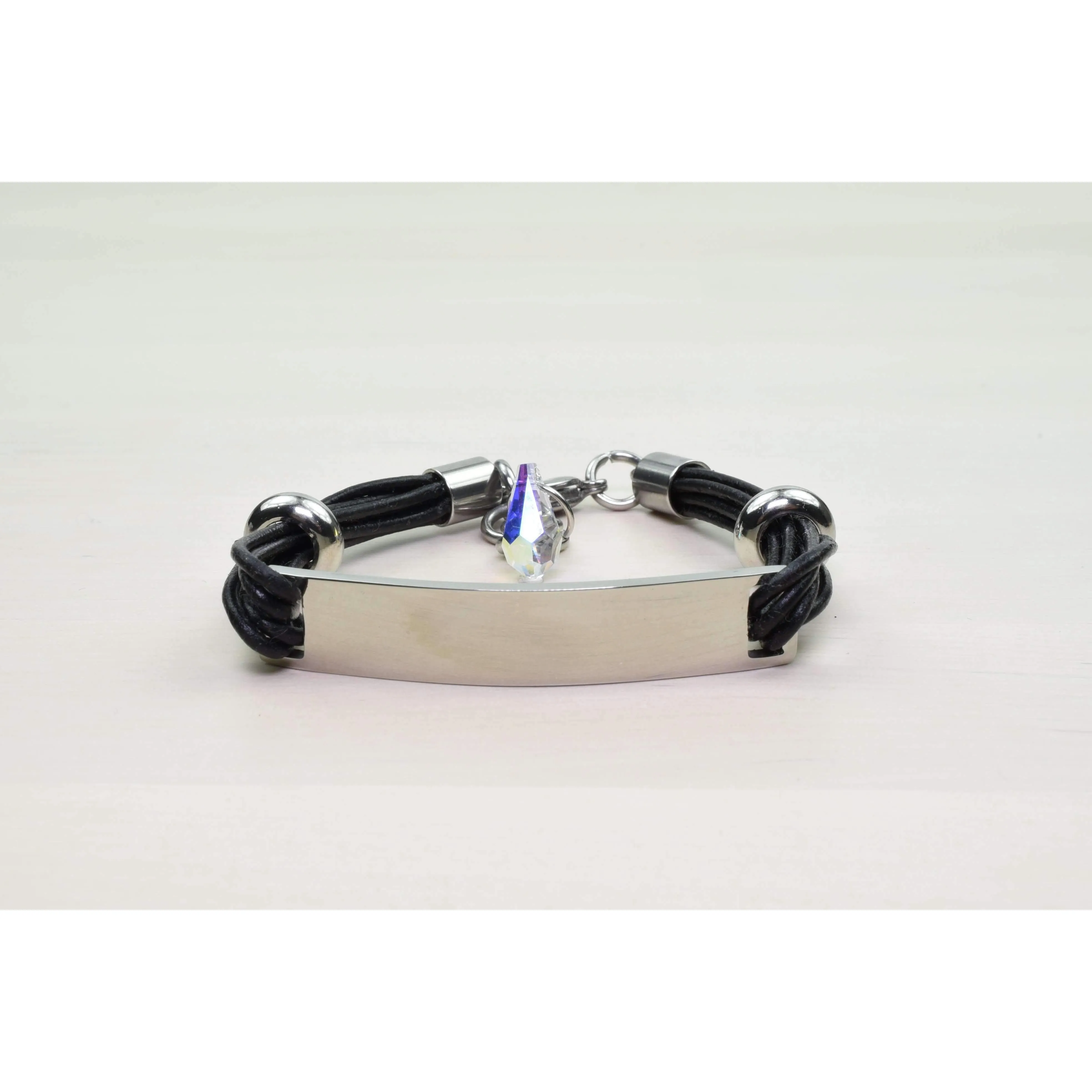Genuine Multi Strand Leather Bracelet With Crystals