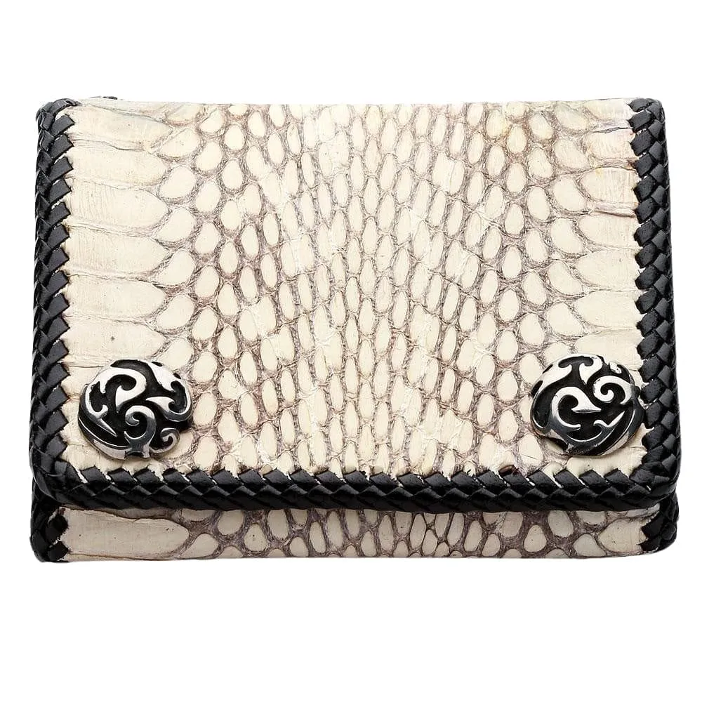 Genuine White Cobra Snake Leather Biker Wallet