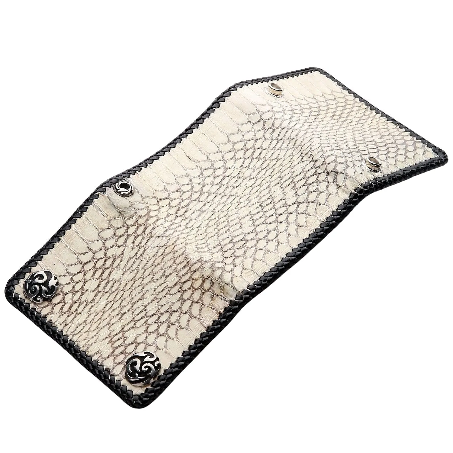 Genuine White Cobra Snake Leather Biker Wallet