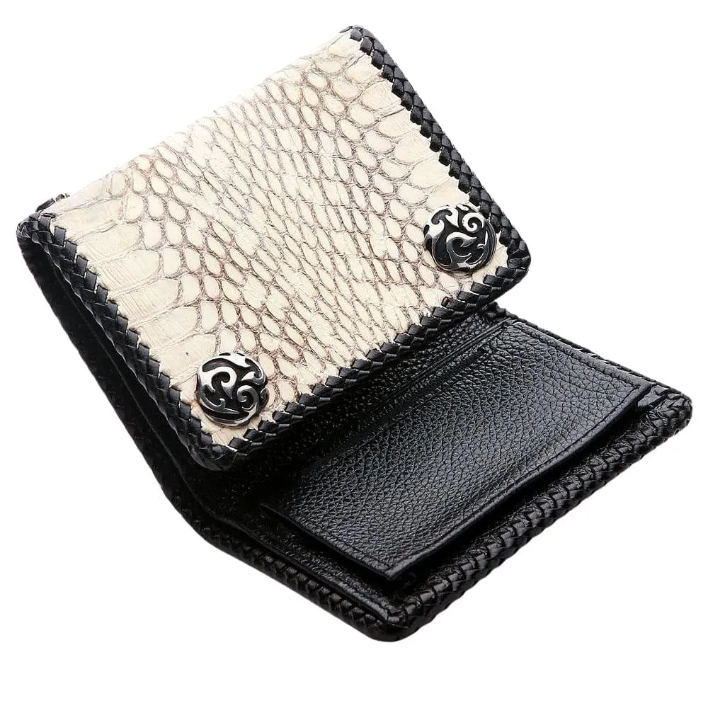 Genuine White Cobra Snake Leather Biker Wallet