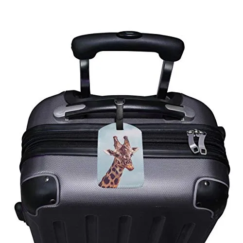 Giraffe Sky View Travel PU Leather Luggage Baggage Suitcases Tags Label Set of 2