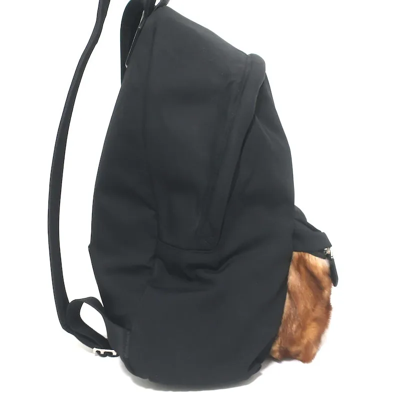 Givenchy Mink Fur Pocket Large Backpack Black Leather-Trim Canvas