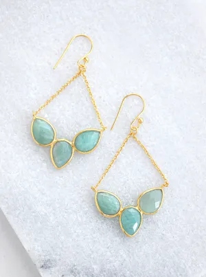 Gorgeous Fan Triple Stone Earring