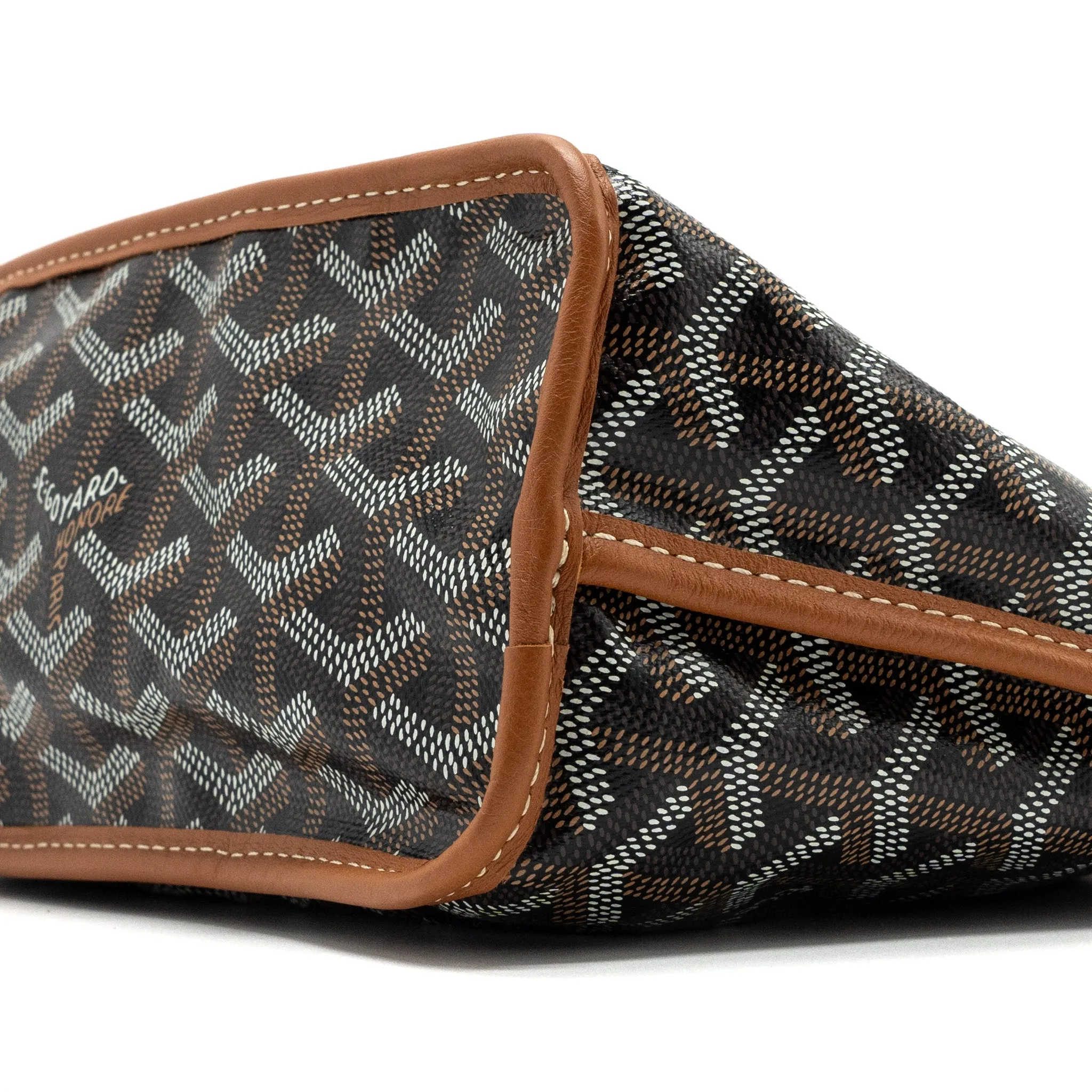 Goyard anjou mini reversible tote bag goyardine canvas / leather brown / multicolor