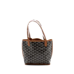 Goyard anjou mini reversible tote bag goyardine canvas / leather brown / multicolor