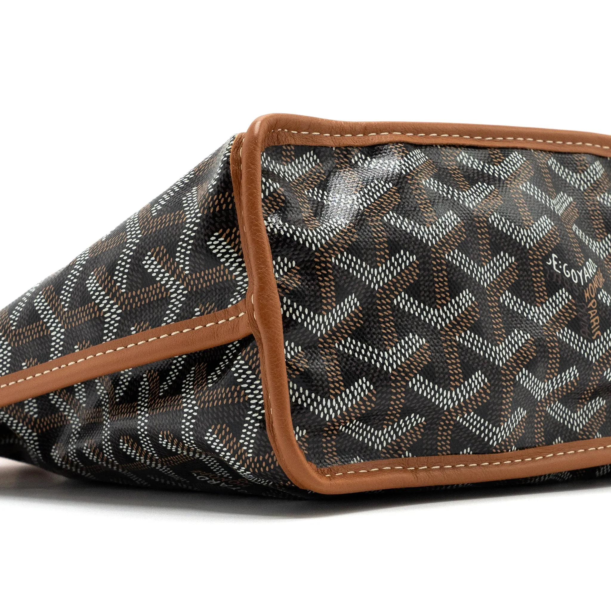 Goyard anjou mini reversible tote bag goyardine canvas / leather brown / multicolor