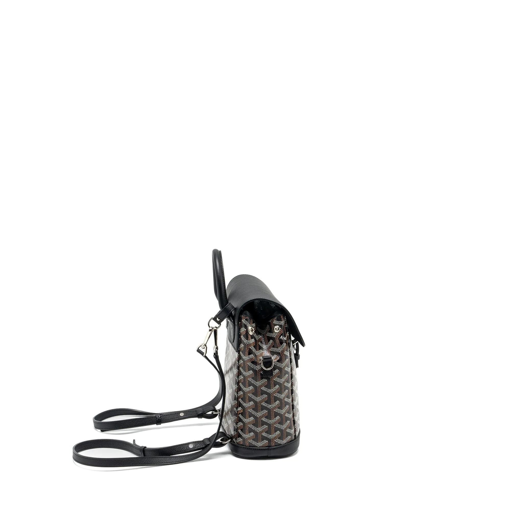Goyard Mini Alpin Backpack Goyradline Canvas / Leather Black SHW