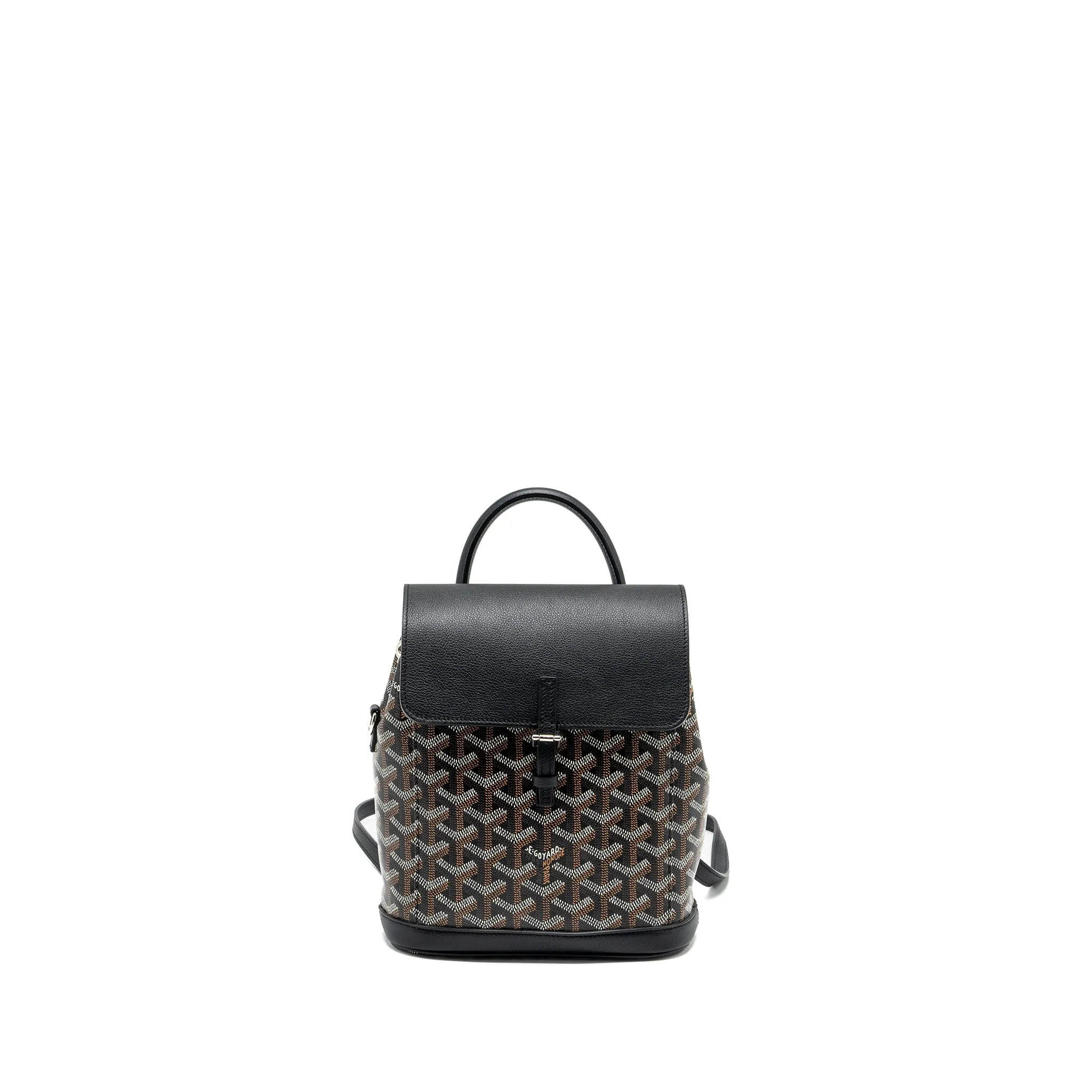 Goyard Mini Alpin Backpack Goyradline Canvas / Leather Black SHW