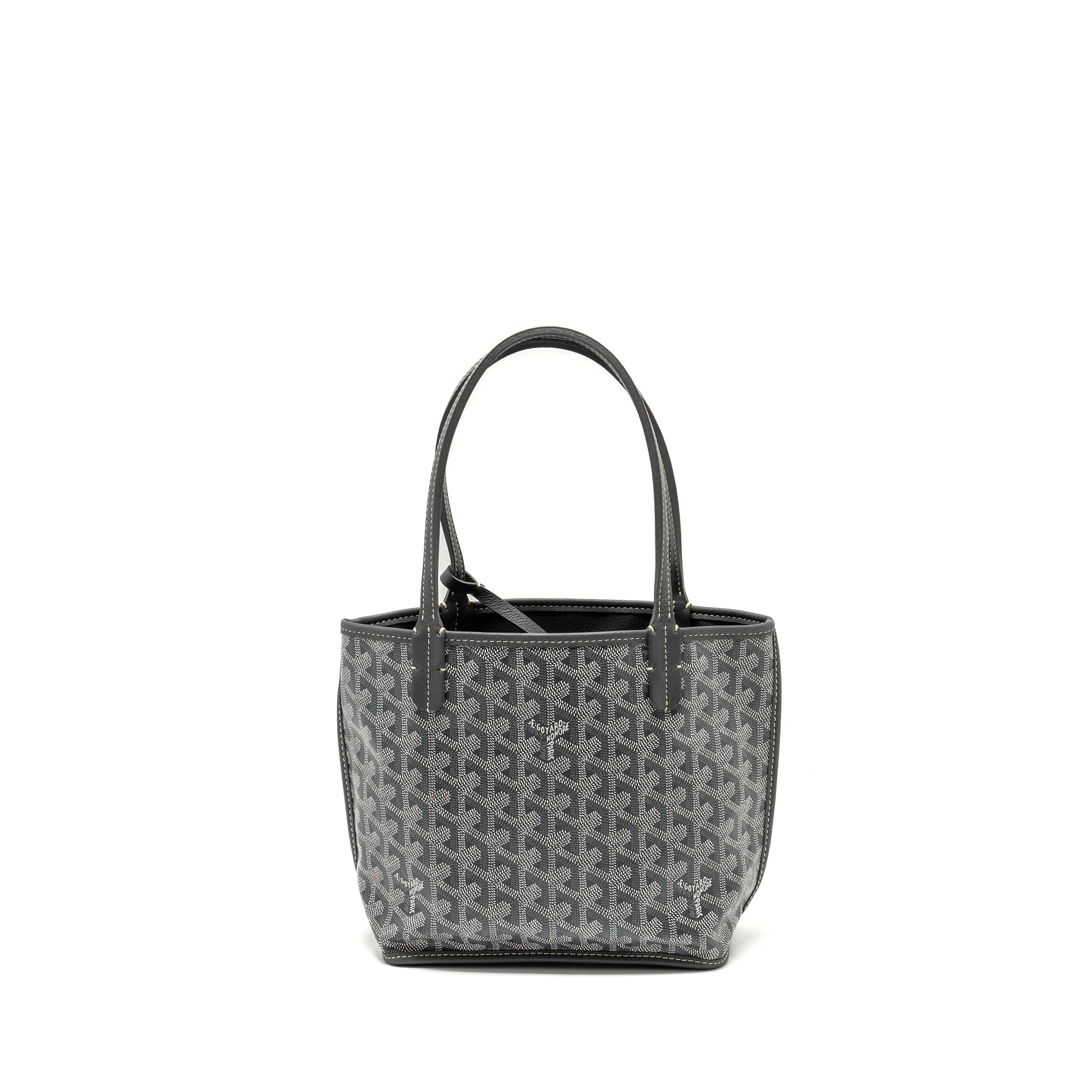 Goyard Mini Anjou Tote Bag Goyardine Canvas/Calfskin Grey SHW