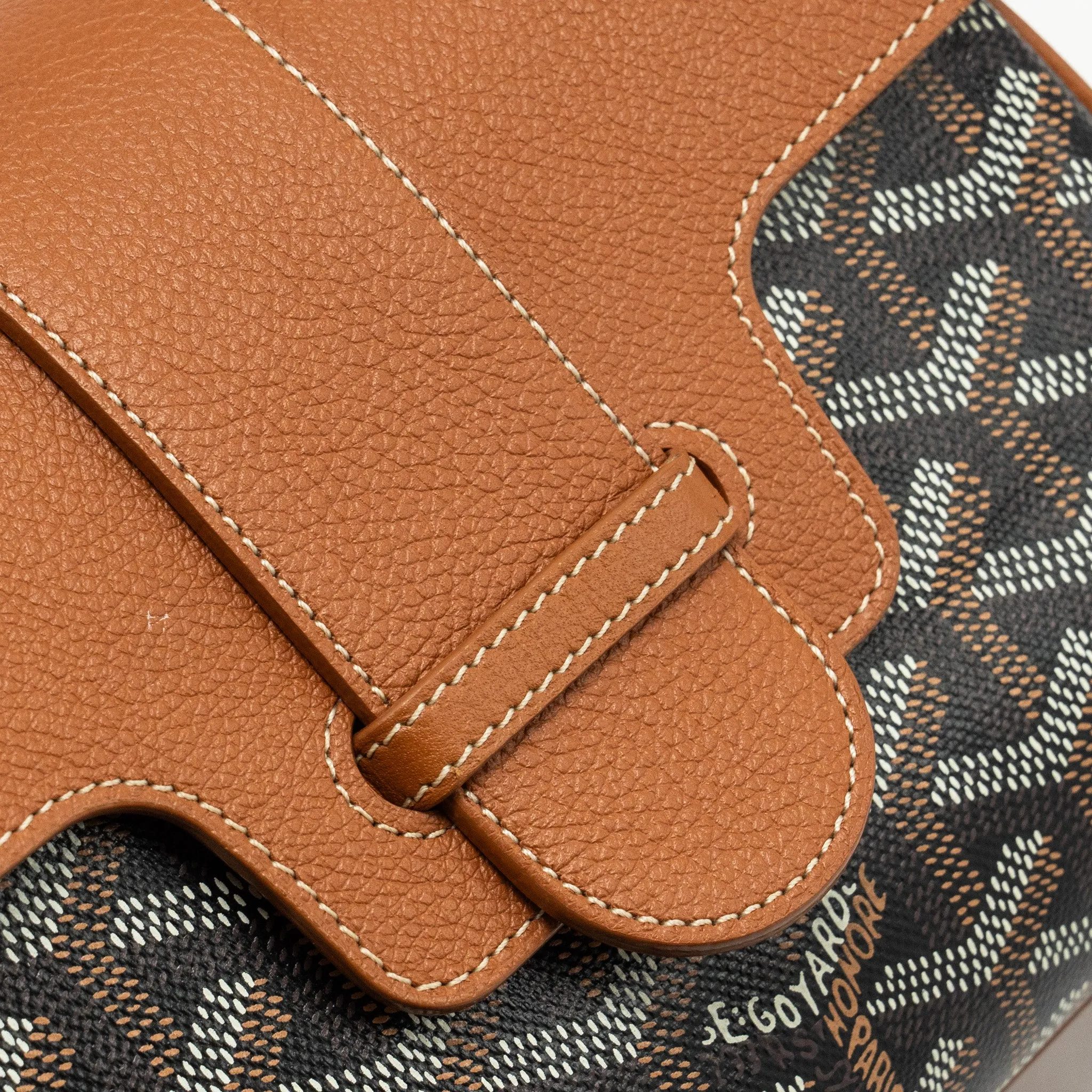 Goyard Mini Saigon Bag Goyardine Canvas/Calfskin Tan/Black SHW