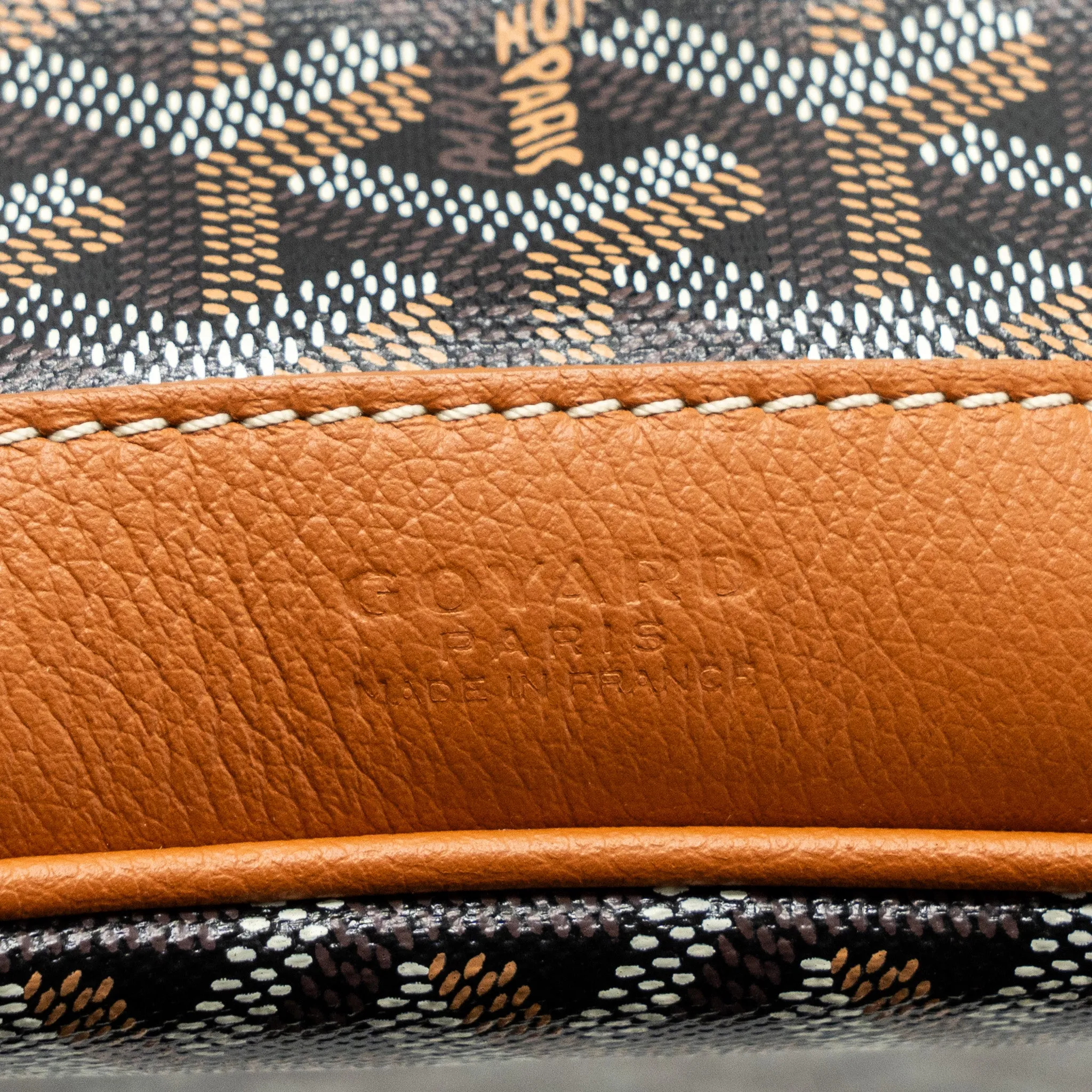 Goyard petit flot bucket bag canvas/ calfskin black / tan SHW