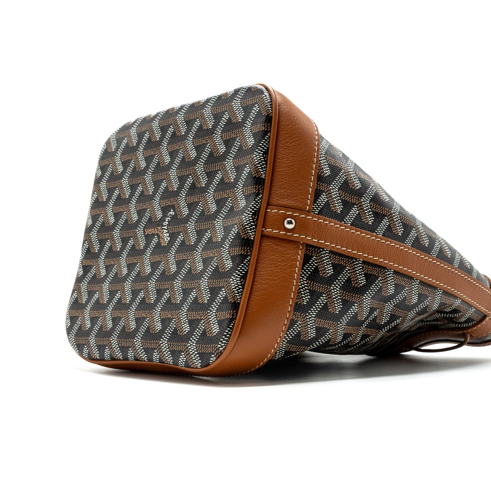 Goyard petit flot bucket bag canvas/ calfskin black / tan SHW