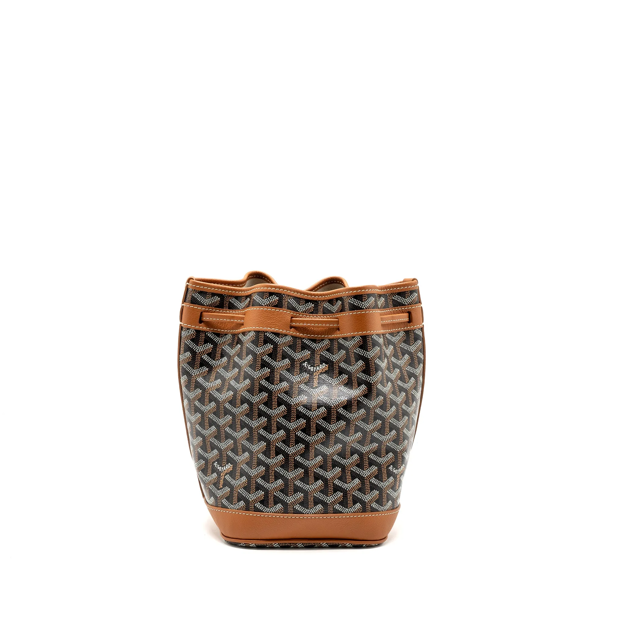 Goyard petit flot bucket bag canvas/ calfskin black / tan SHW