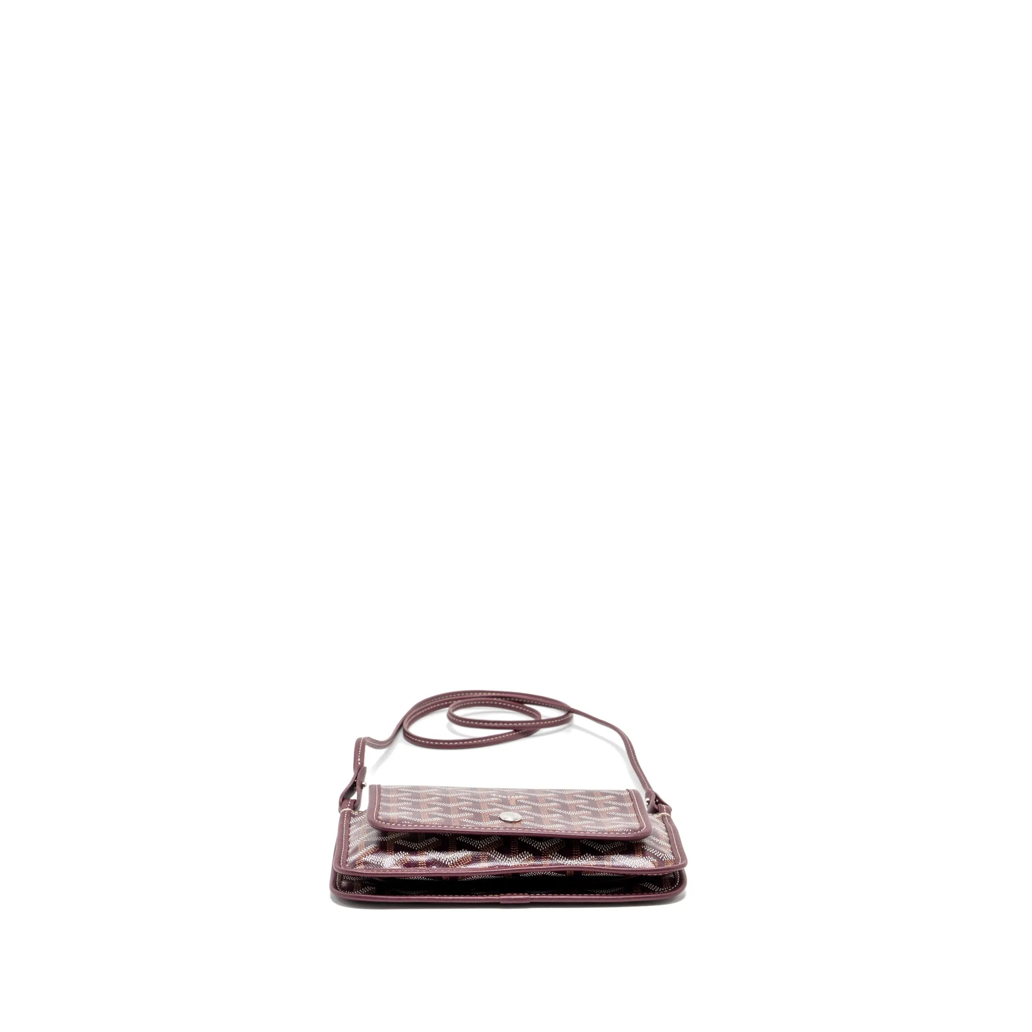 Goyard Plumet Wallet Clutch Goyardine Canvas/Leather Burgundy SHW