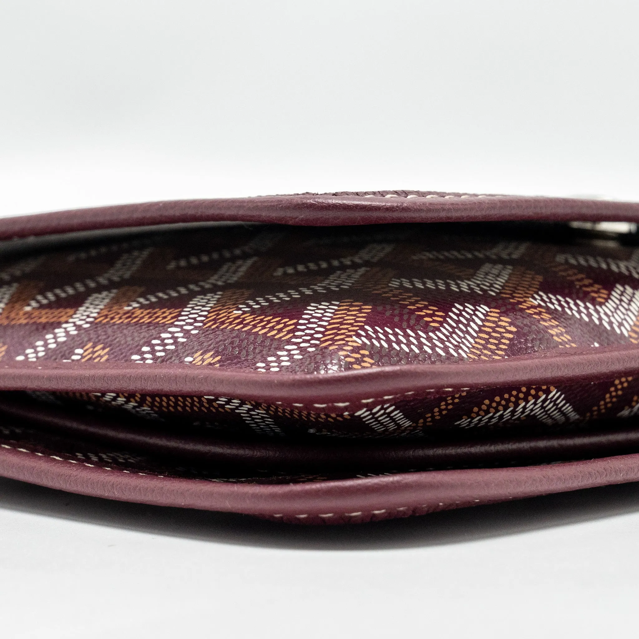Goyard Plumet Wallet Clutch Goyardine Canvas/Leather Burgundy SHW
