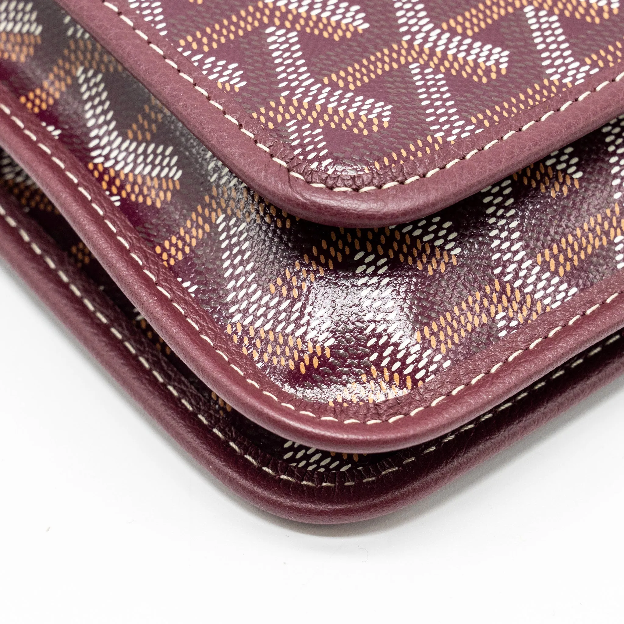 Goyard Plumet Wallet Clutch Goyardine Canvas/Leather Burgundy SHW