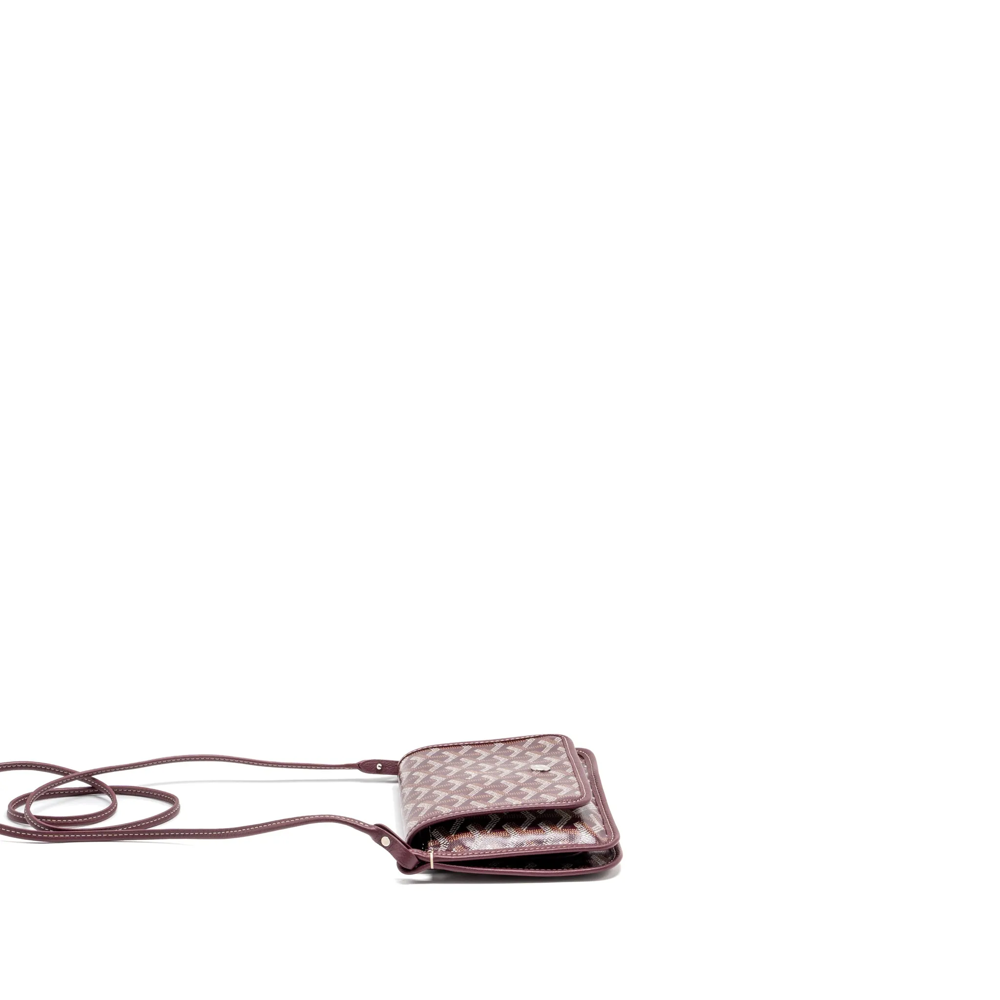 Goyard Plumet Wallet Clutch Goyardine Canvas/Leather Burgundy SHW