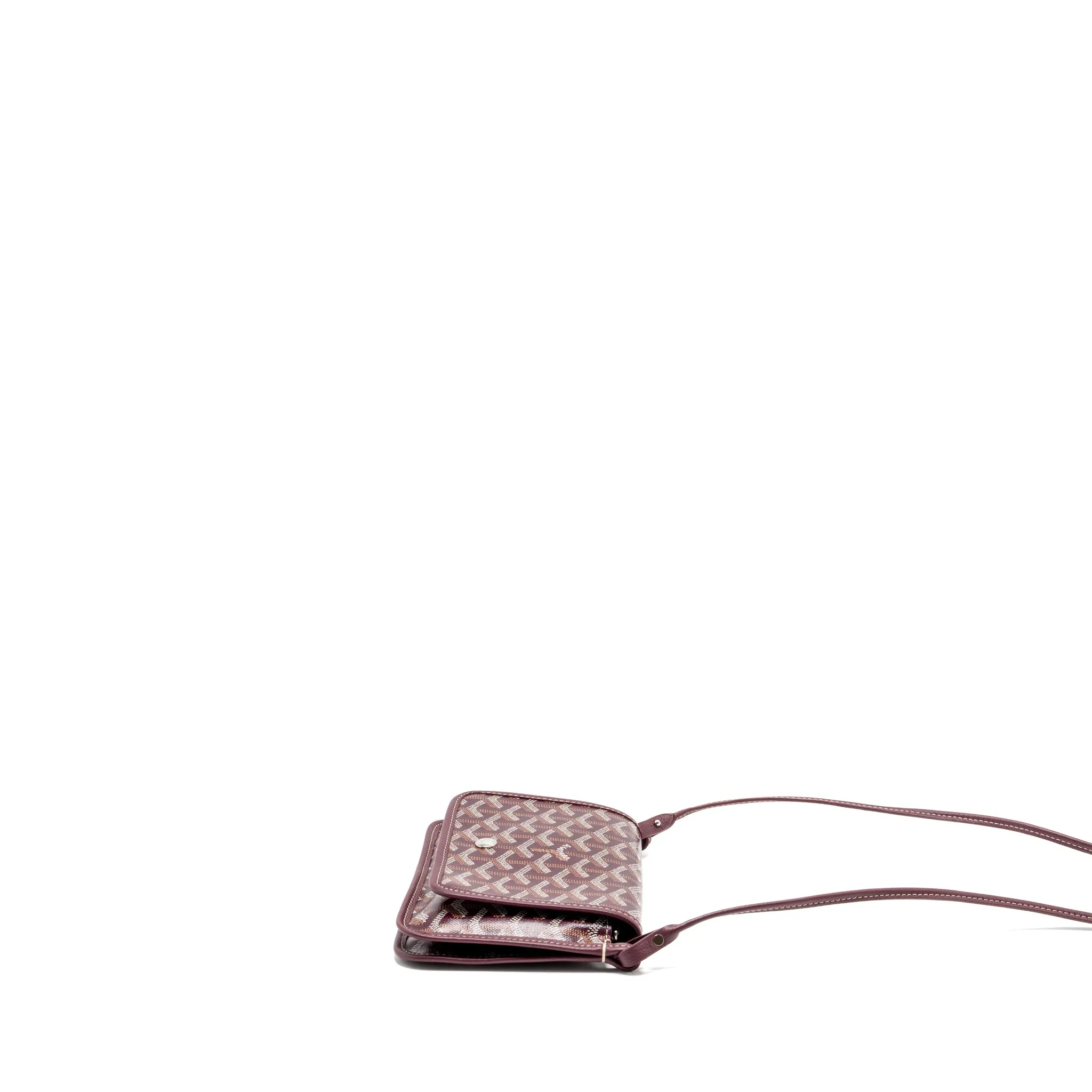 Goyard Plumet Wallet Clutch Goyardine Canvas/Leather Burgundy SHW