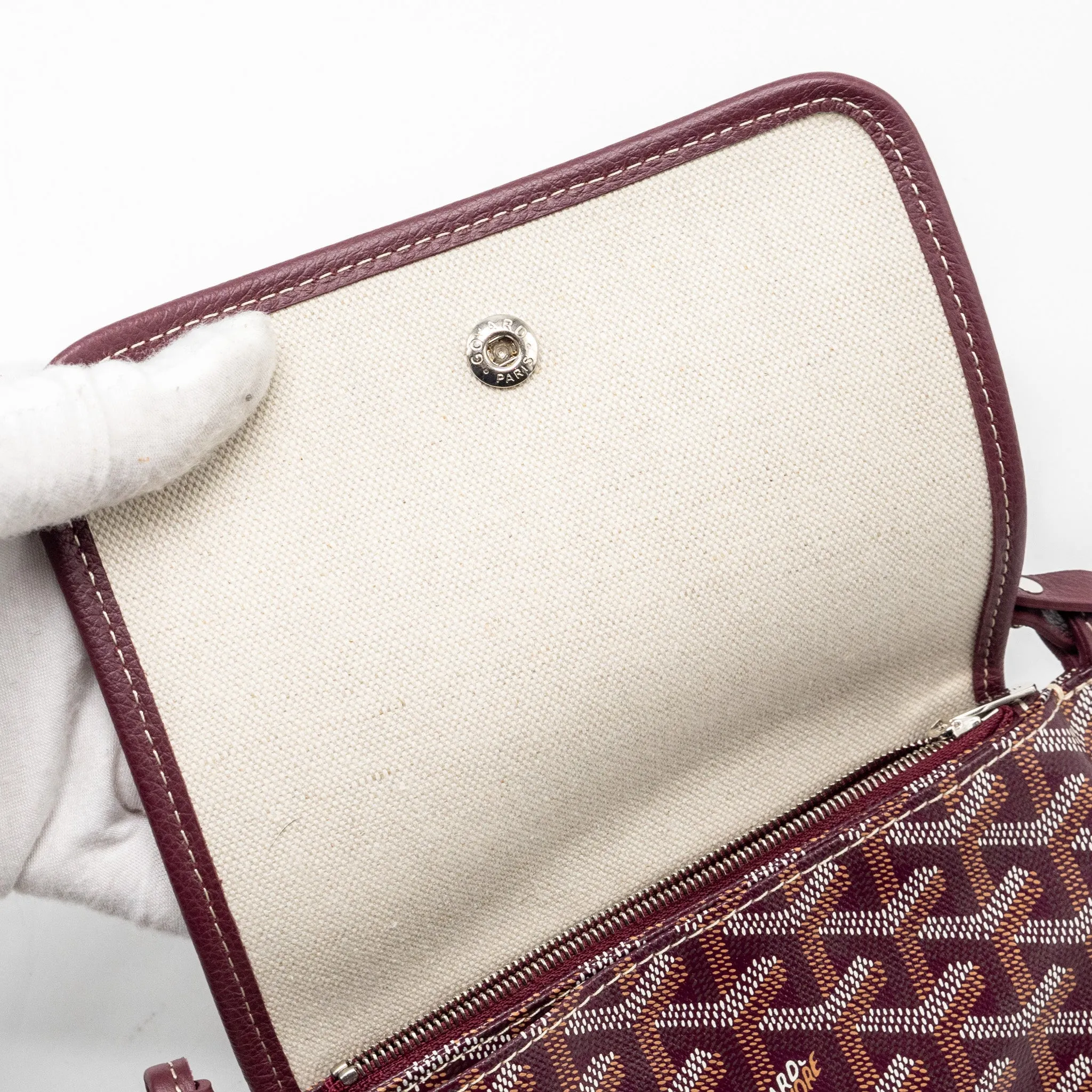 Goyard Plumet Wallet Clutch Goyardine Canvas/Leather Burgundy SHW