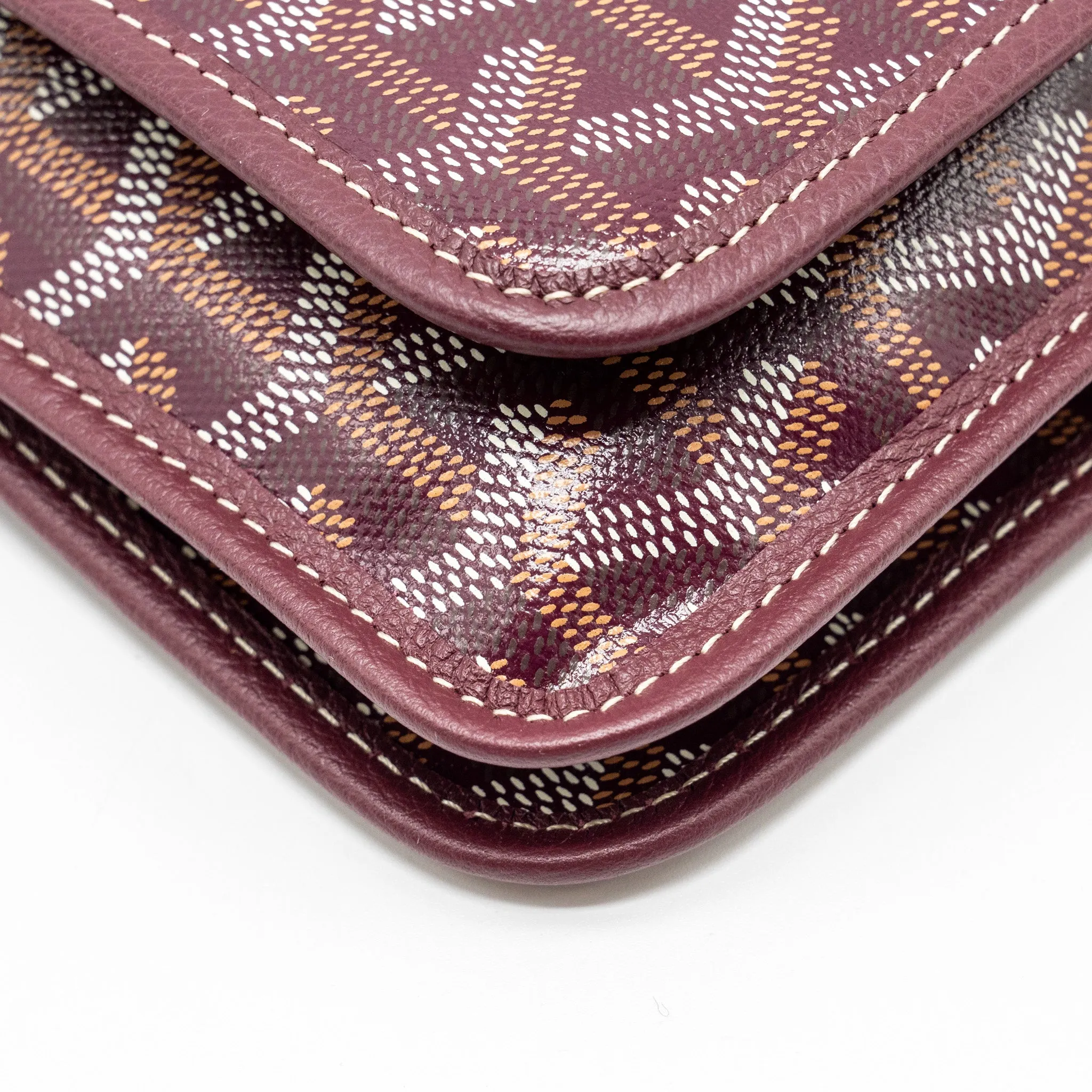 Goyard Plumet Wallet Clutch Goyardine Canvas/Leather Burgundy SHW