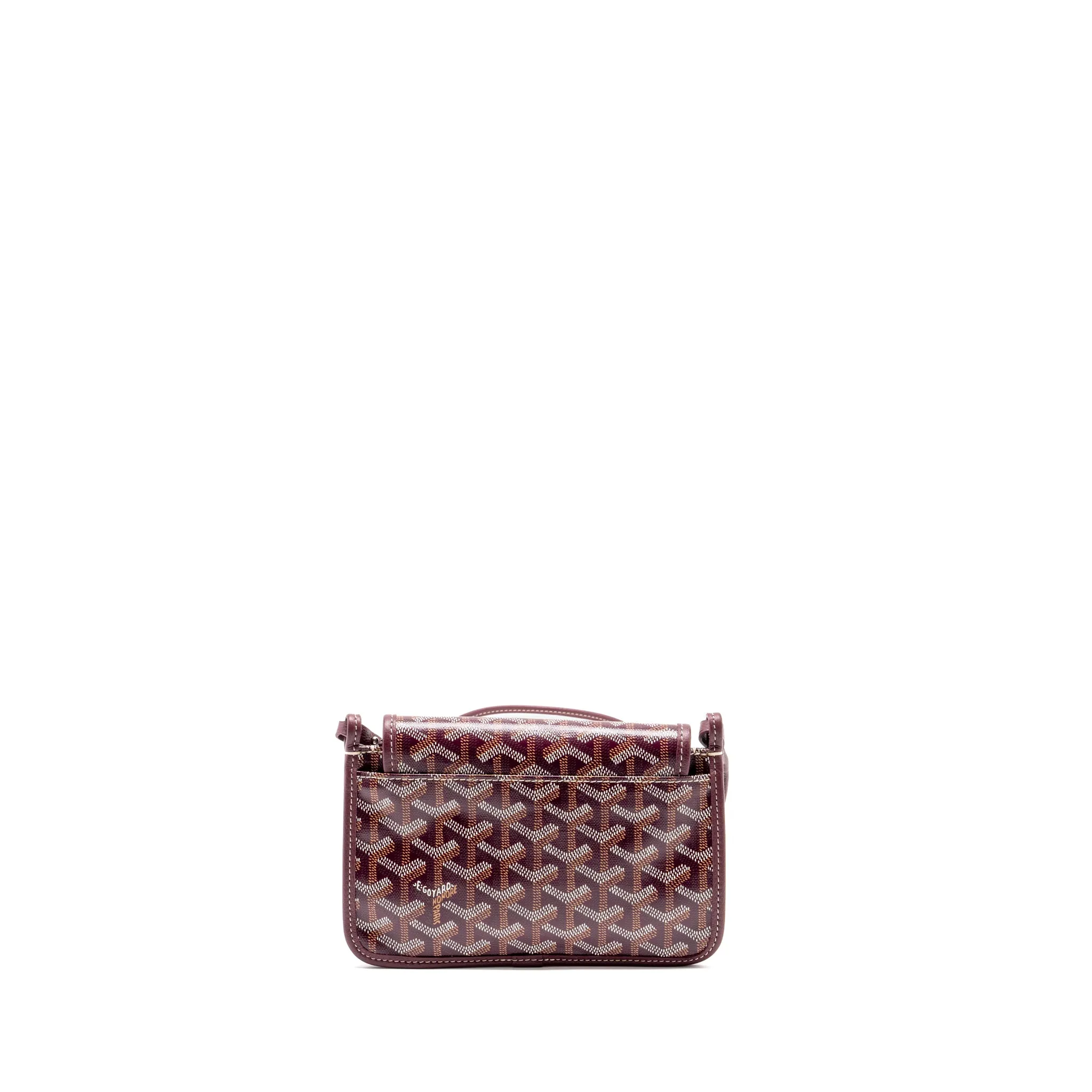 Goyard Plumet Wallet Clutch Goyardine Canvas/Leather Burgundy SHW