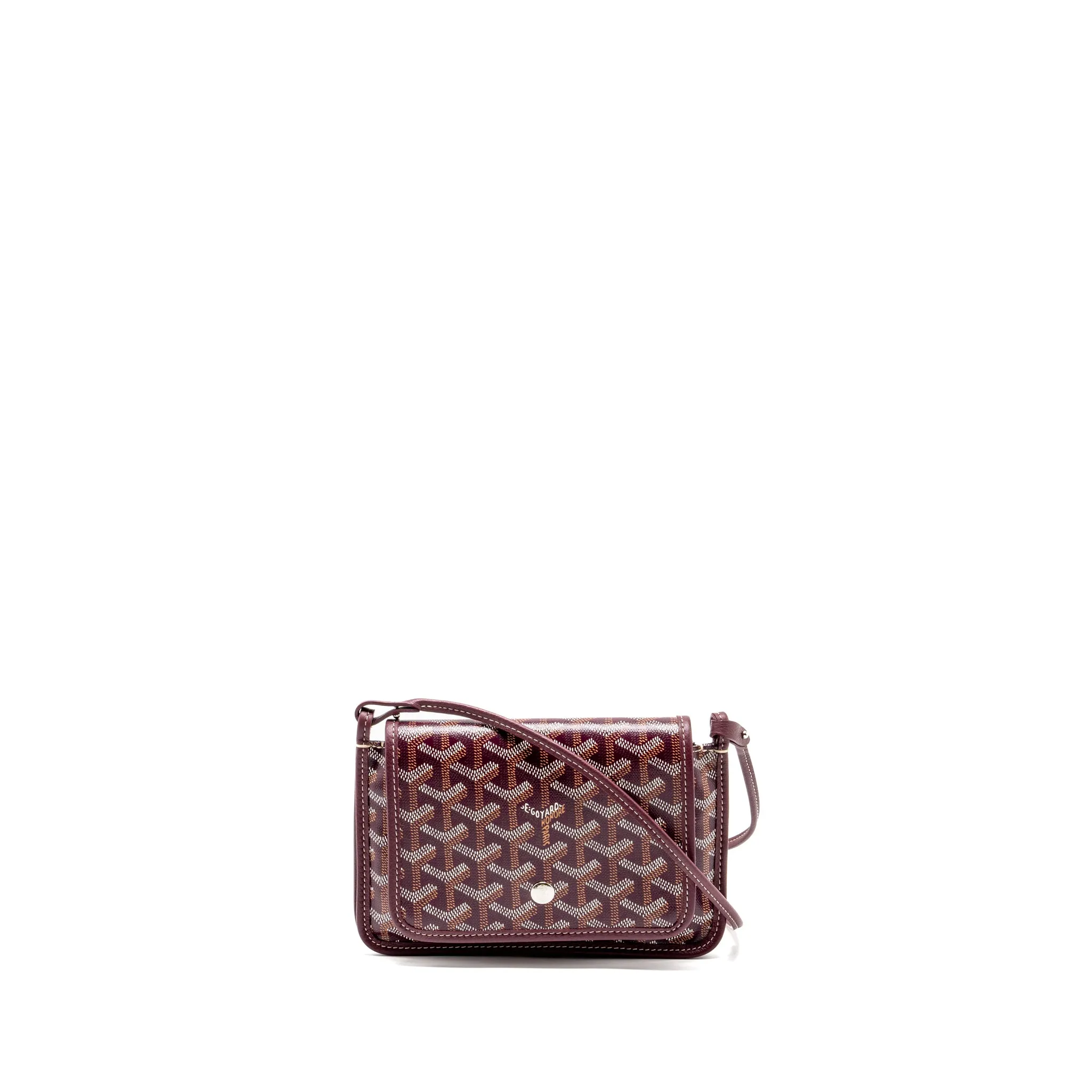 Goyard Plumet Wallet Clutch Goyardine Canvas/Leather Burgundy SHW