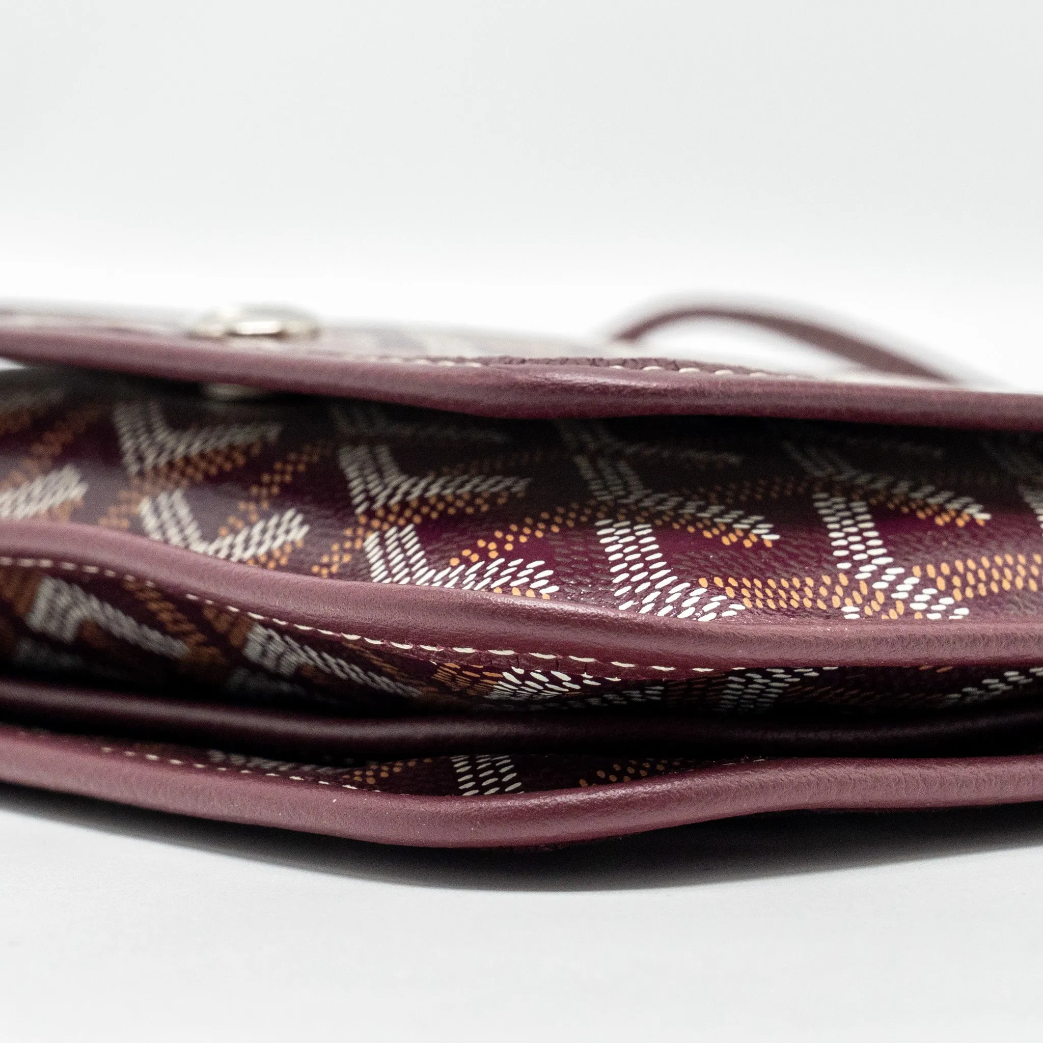 Goyard Plumet Wallet Clutch Goyardine Canvas/Leather Burgundy SHW