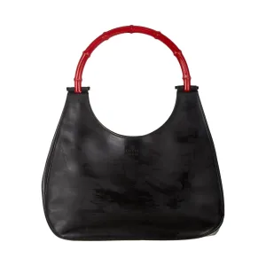 Gucci Black Bamboo Top Handle Bag