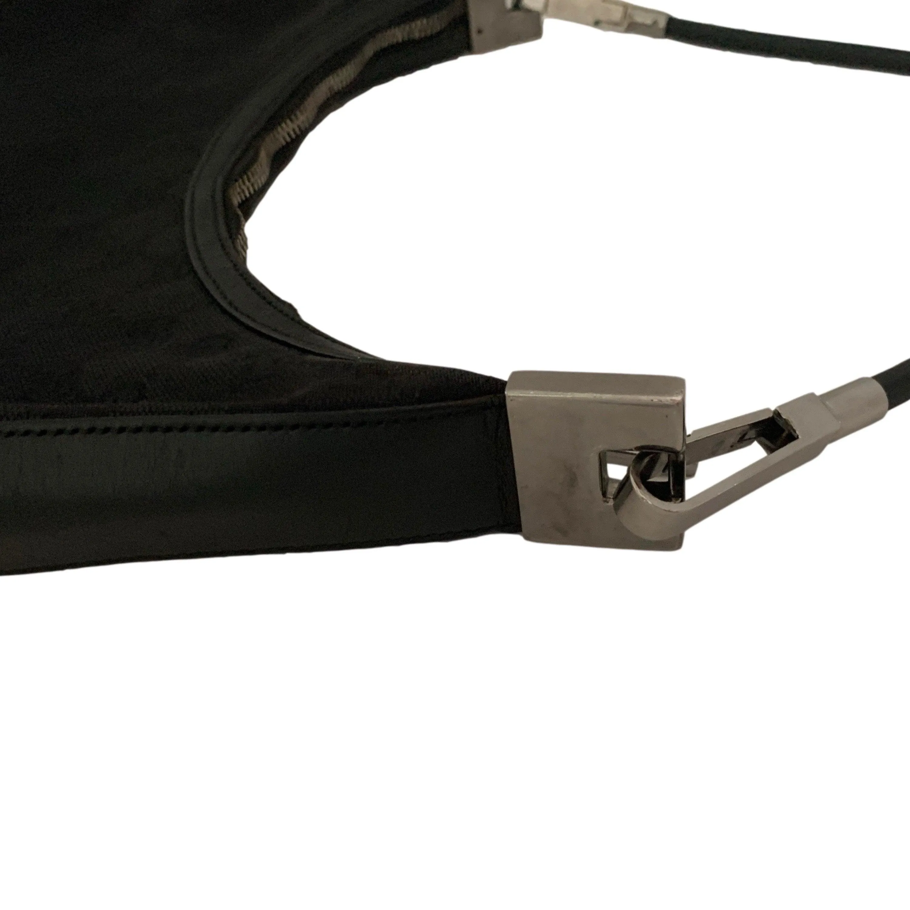 Gucci Black Canvas Leather Shoulder Bag