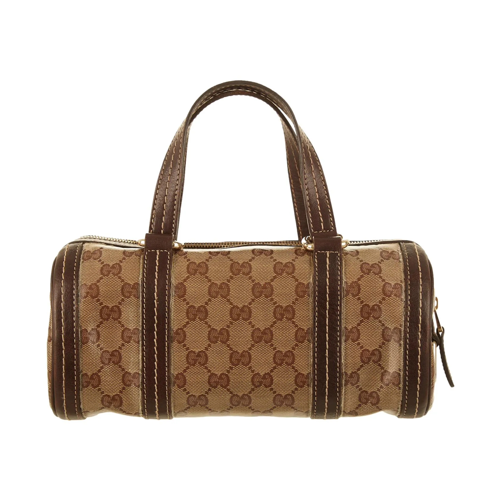 Gucci Brown Logo Cylinder Bag