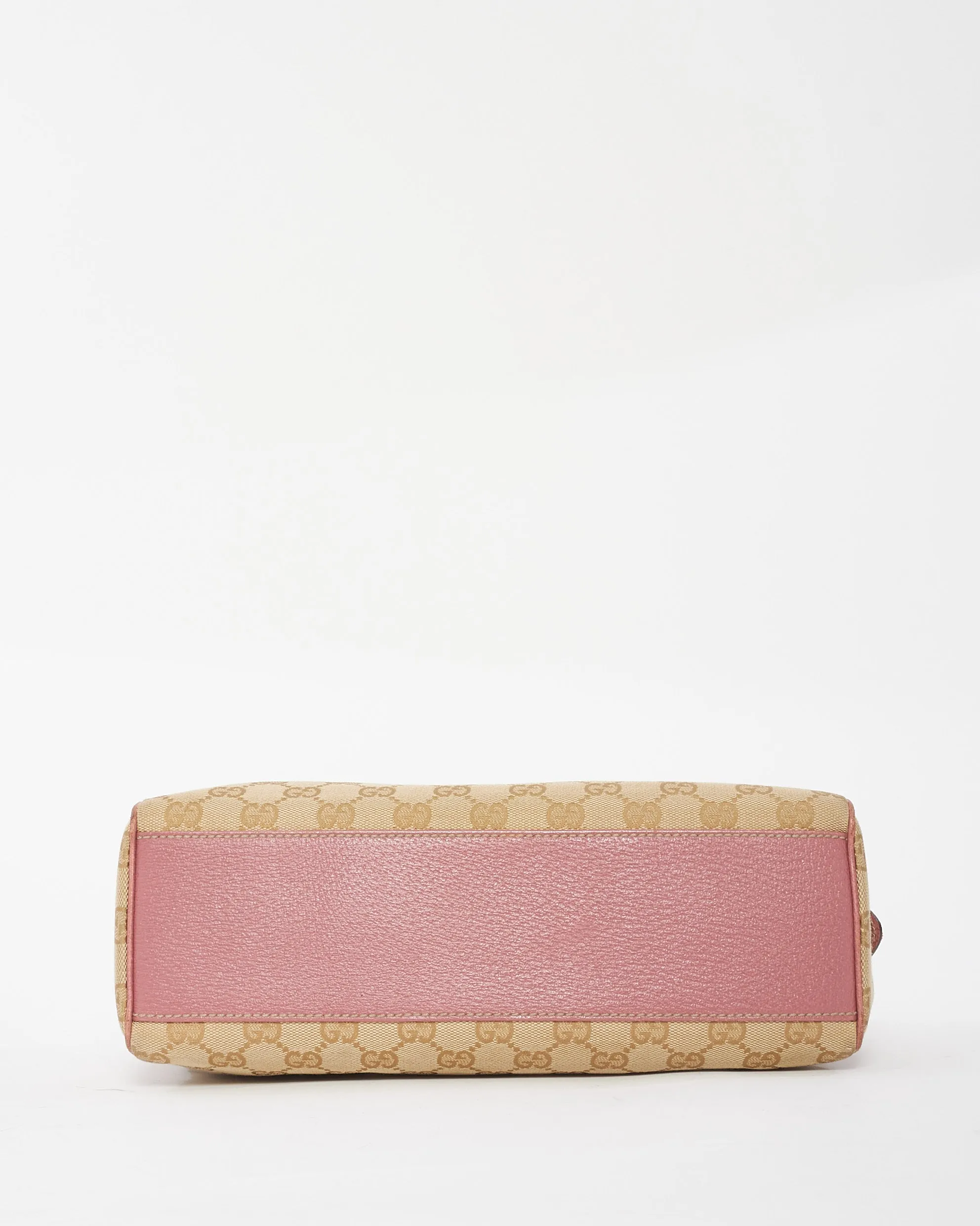 Gucci GG Canvas & Pink Small Charmy Boston Shoulder Bag