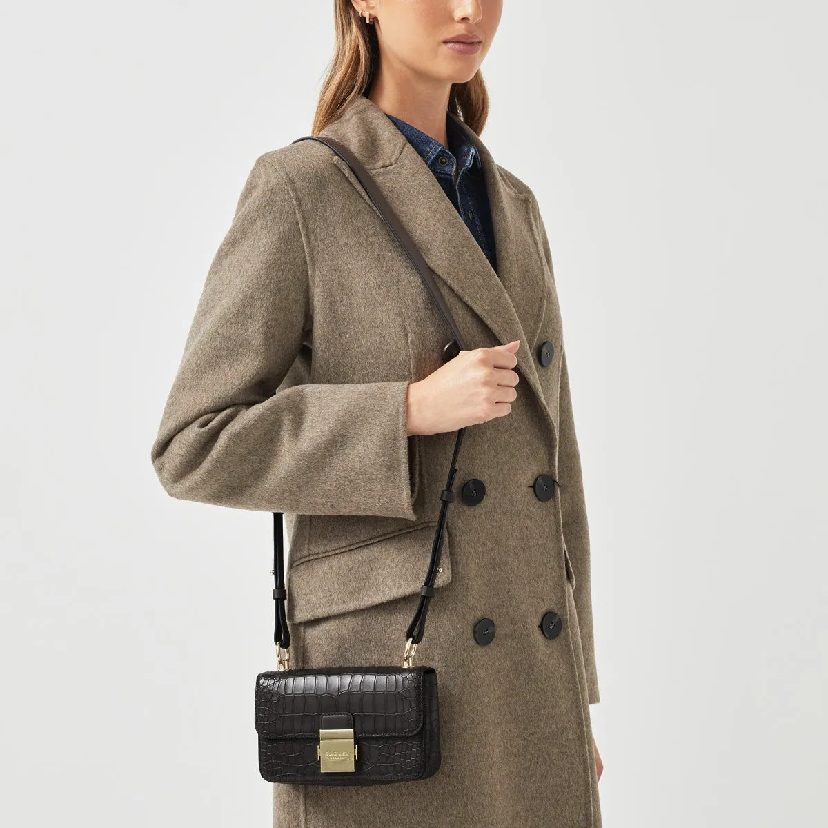 HANLEY CLOSE - FAUX CROC Mini Flapover Crossbody