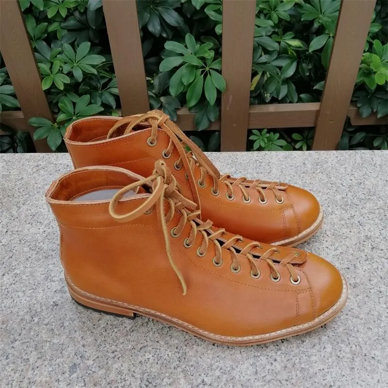 High-tooling boots men's Vintage boots men's derby retro shoes Chelsea fashion trend dress red black desert boots men