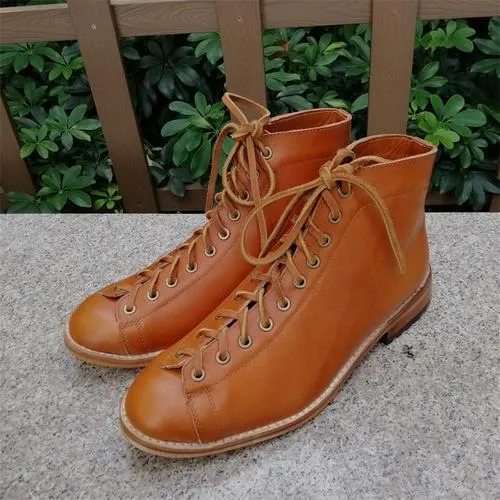 High-tooling boots men's Vintage boots men's derby retro shoes Chelsea fashion trend dress red black desert boots men
